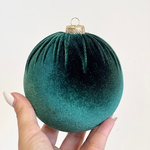 Handmade Emerald Green Velvet Christmas Ball Ornament