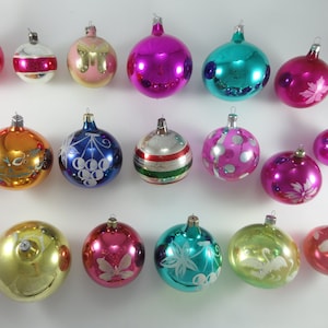 Glass Multi-Colored Christmas Balls in Retro Style with Amalgam. Ball with Butterfly. Polka dot Ball. Ball with Swans. Ball with Grape. #102