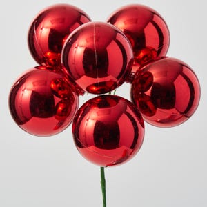 Shiny Red VP Ball Ornament Holiday Pick - 9"