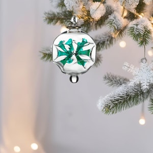 Hand blown Green Glass Christmas Ornament | Christmas Ball Ornaments | Hanging Christmas Ornaments Decoration | Unique glass baubles