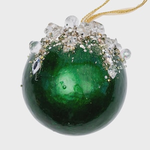 Emerald Green Jeweled Ornament Ball ~ 5 inch diameter