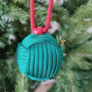 Handmade Paracord Water Green Christmas Ball - Towline Apple Knot - Unique Hanging Tree Decoration - Handmade Christmas Gift